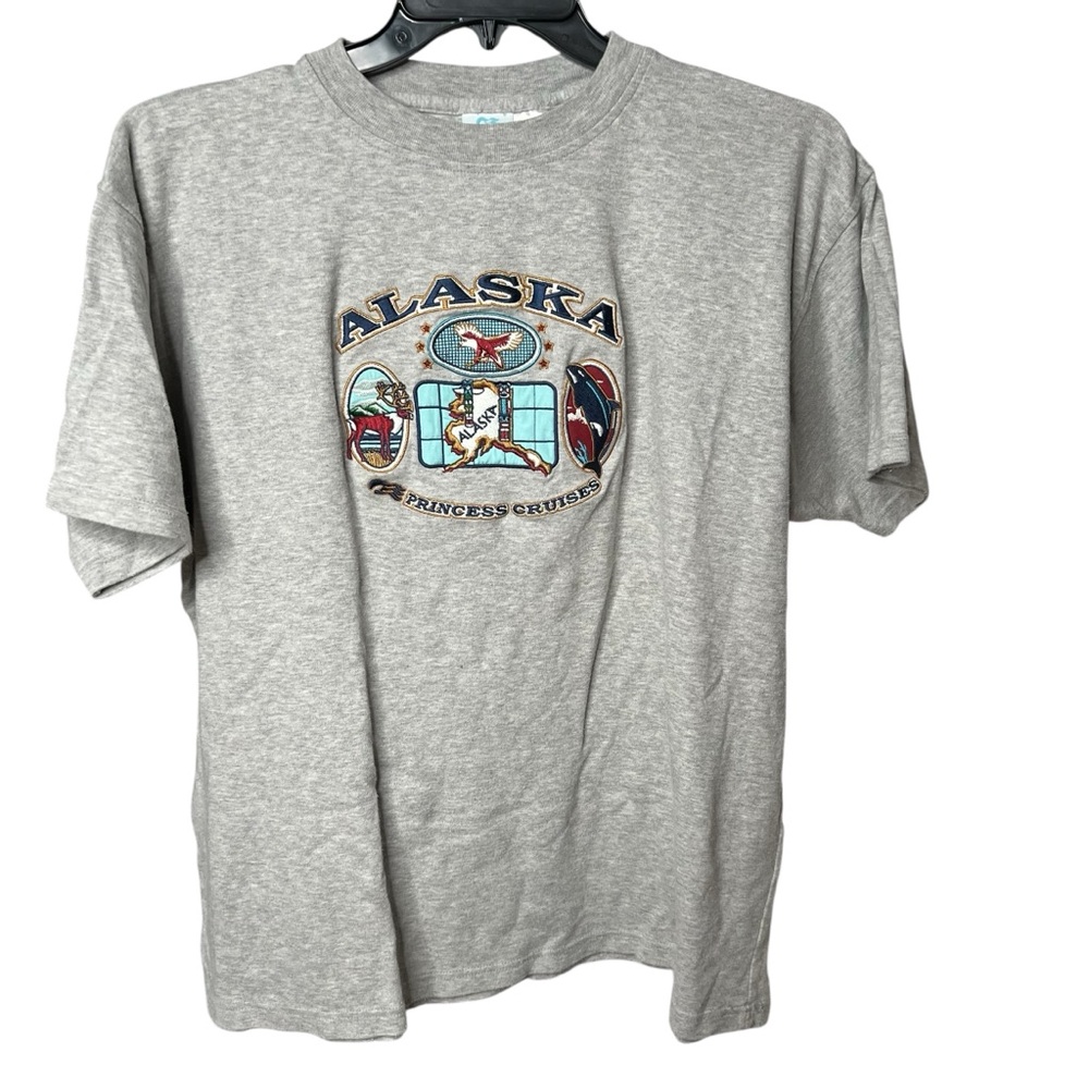 Princess Cruises Alaska T-Shirt Men's‎ XL Short Sleeve  Embroidered Logo Gray